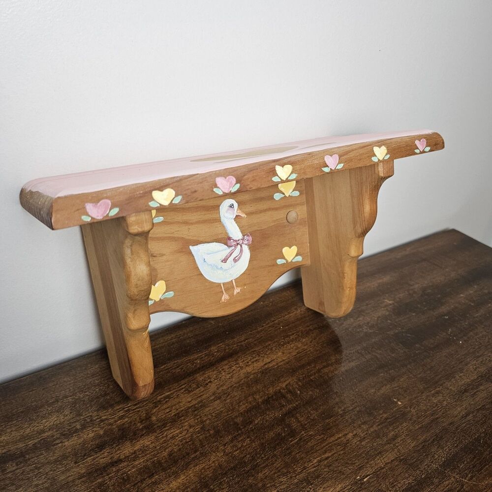 Hand-Painted Goose Wall Shelf – Cottagecore Folk Art Decor